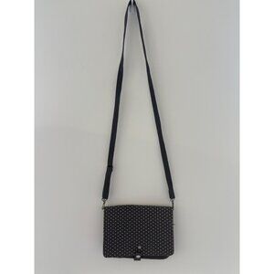 Thirty One Polka‎ Dot Canvas Crossbody Bag With Adjustable Strap & Snap Closure